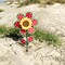 In the Breeze 2661 - 12 Inch Polka Dot Sunflower Wind Spinner with Leaves - Colorful Flower for your Yard and Garden